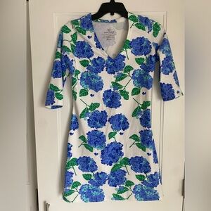 Mahi Gold Blue Hydrangea Dress